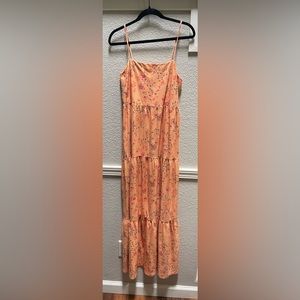 Juniors SO Tiered Knit Maxi dress, orange.  Size Large.